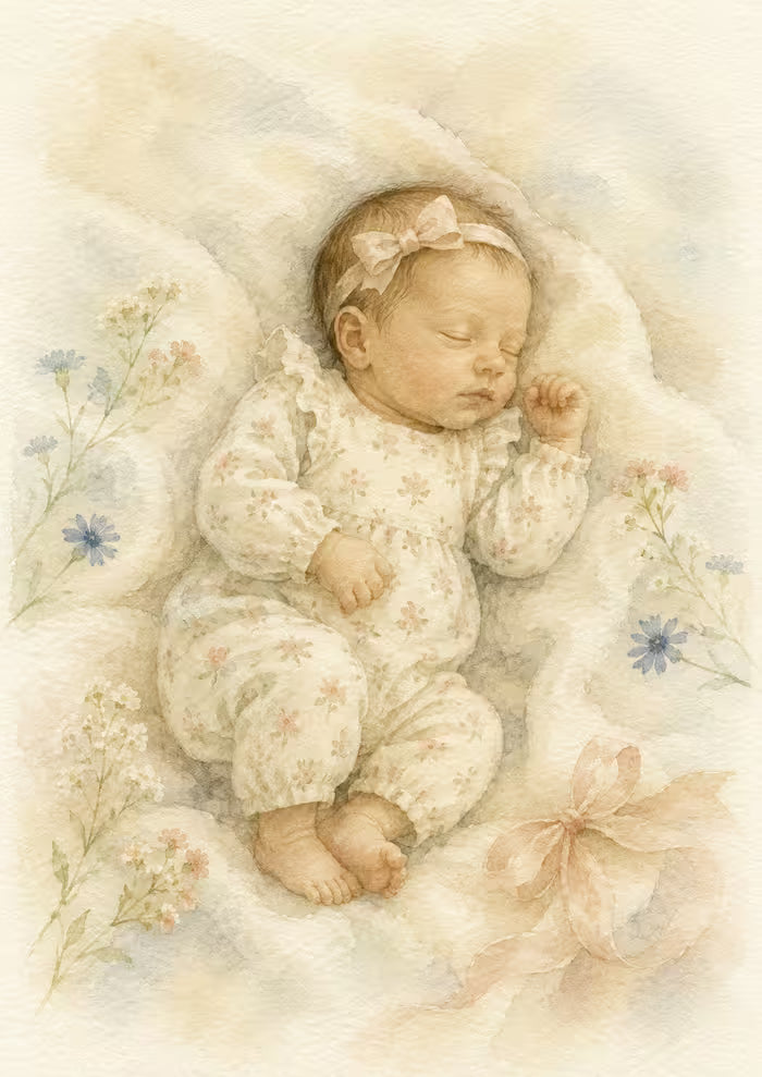 Personalized Baby Watercolor Portrait