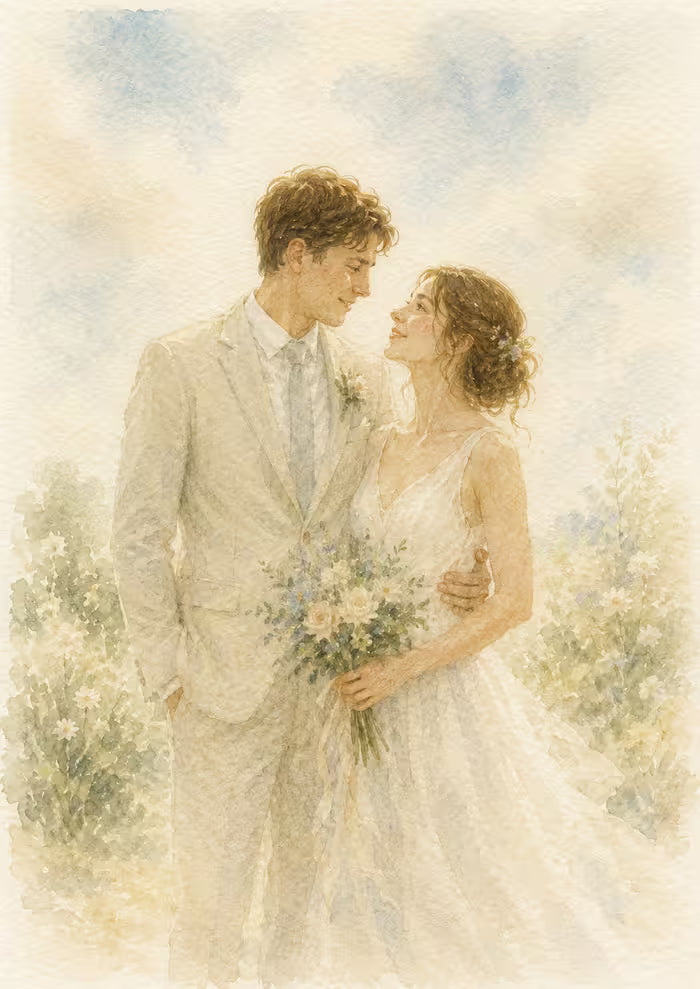 Personalized Watercolor Couple Portrait