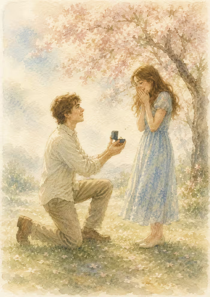 Personalized Watercolor Couple Portrait
