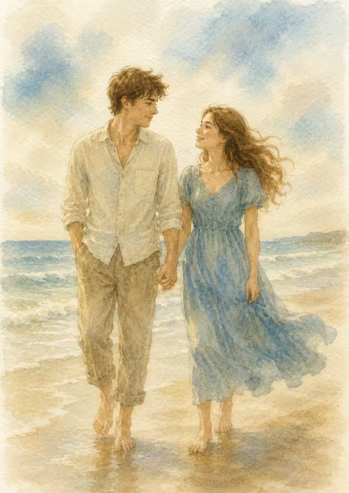 Personalized Watercolor Couple Portrait