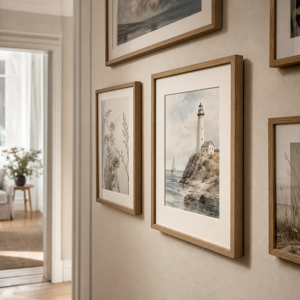 Personalizuotas vietų akvarelinis paveikslas rėmelyje interjere 8